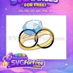 Free Blue Diamond Free Golden Ring Engagement Free SVG - Instant Download