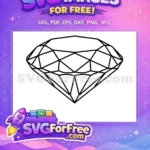 Free Geometric Faceted Free Brilliant Cut Sparkling Gemstone Free SVG - Instant Download