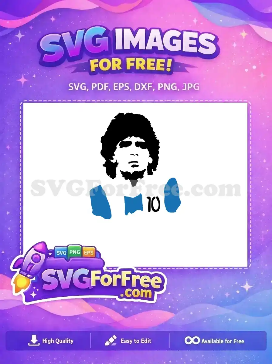 Free Black Hair Free Blue 10 Diego Maradona Free SVG