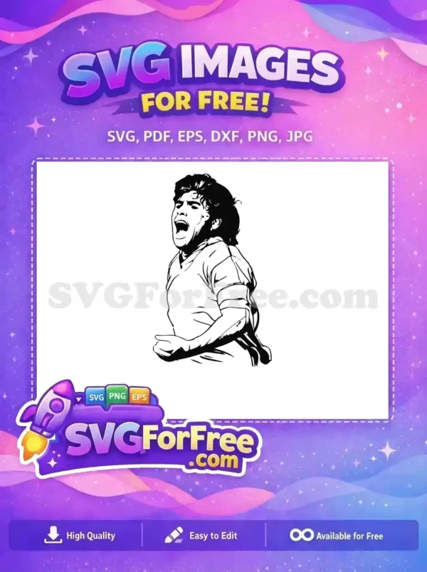 Free Shouting Diego Free Maradona Pose Soccer Free SVG