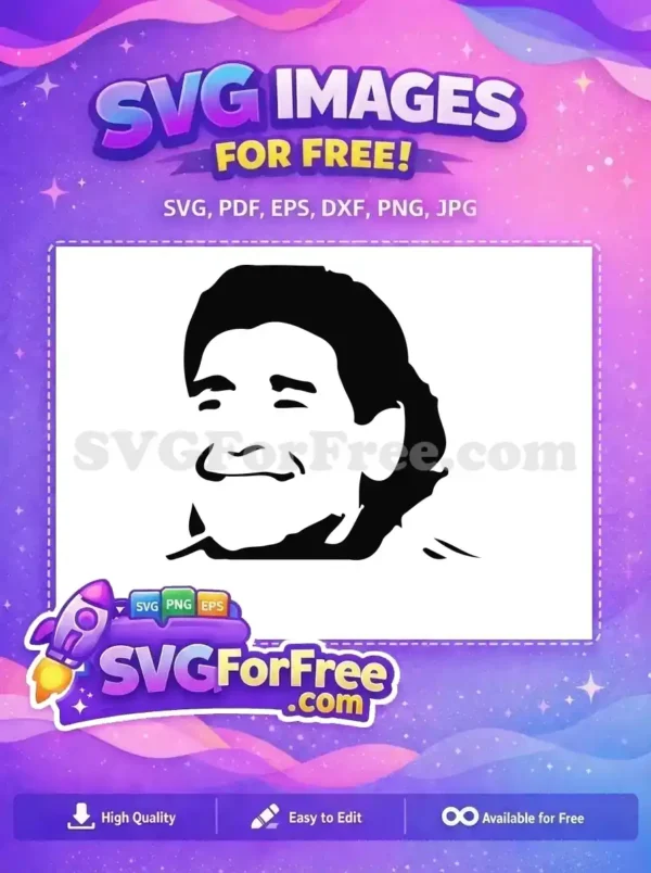 Free Joyful Maradona Free Stencil Portrait Football Legend Free SVG