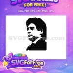 Free Silhouette Portrait Free Black White Diego Maradona Free SVG - Instant Download