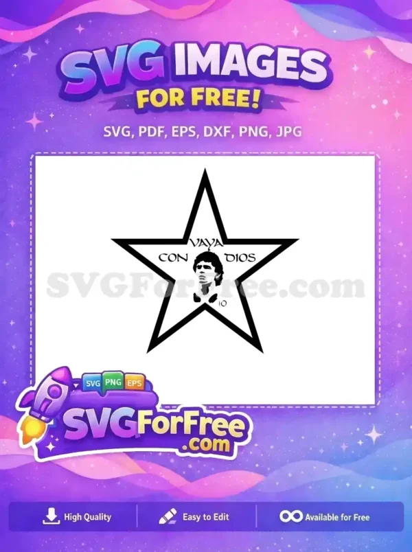 Free star Free Vaya Dios Diego Maradona SVG Free SVG