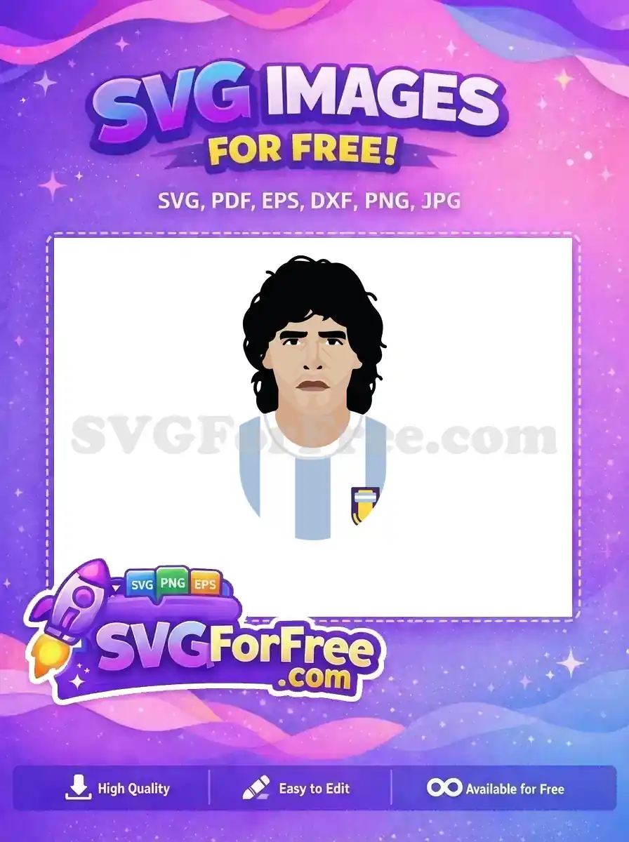 Free Determined Face Free Argentina Kit Diego Maradona Free SVG