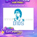 Free Light Blue Maradona Silhouette Free D10S Text Legendary Footballer Free SVG - Instant Download