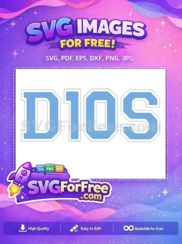 Free DIOS 10 Light Blue Free Outlined Letters Diego Maradona Free SVG