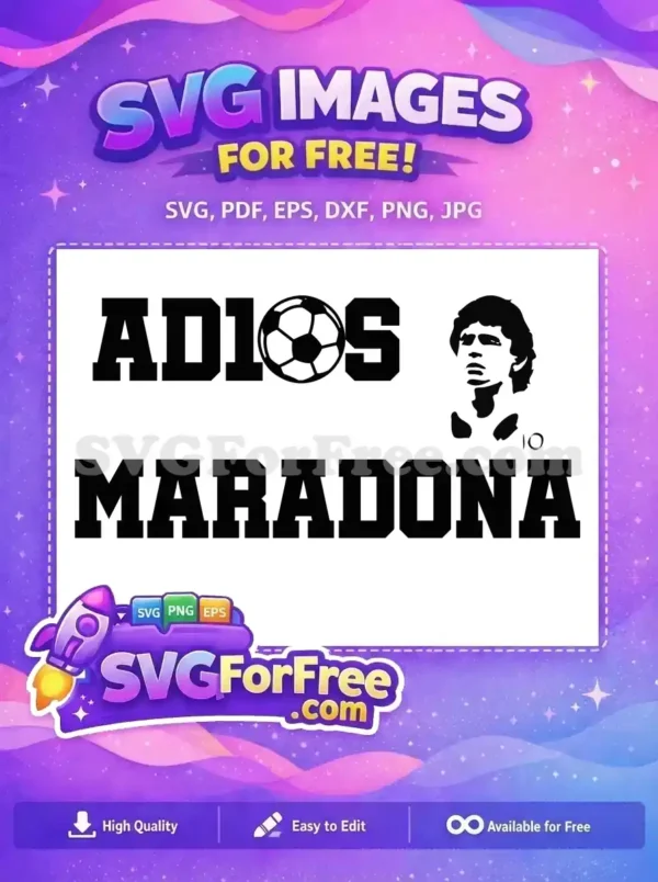 Free Maradona Silhouette Free Adios Football Legend Tribute Free SVG