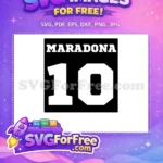 Free Maradona White Number Free Soccer Jersey Free SVG - Instant Download