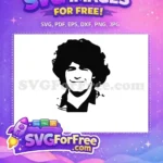 Free Smiling Maradona Free Curly Hair Legend Footballer Free SVG - Instant Download