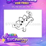 Free Cute Happy Free Black Outline Stegosaurus Cartoon Free SVG - Instant Download