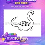 Free Happy Dinosaur Free Spotted Outline Baby Dino Free SVG - Instant Download