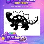 Free Happy Black Dino Free White Spotted Spikes Cartoon Character Free SVG - Instant Download