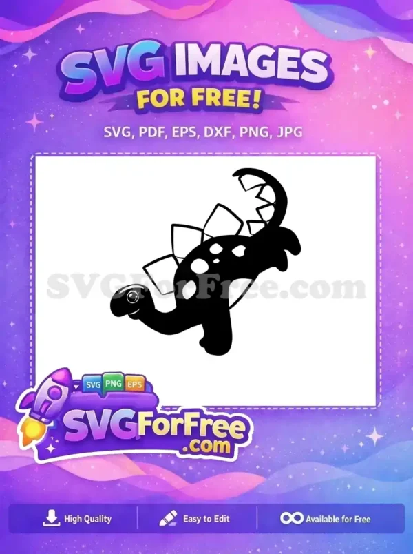 Free Cute Smiling Baby Dinosaur Free Black Spotted Stegosaurus Dinosaur Free SVG