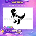 Free Cute Black Smiling Free White Spotted Belly Prehistoric Dinosaur Free SVG - Instant Download