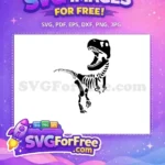 Free Black T-Rex Skeleton Free Roaring Dinosaur Free SVG - Instant Download