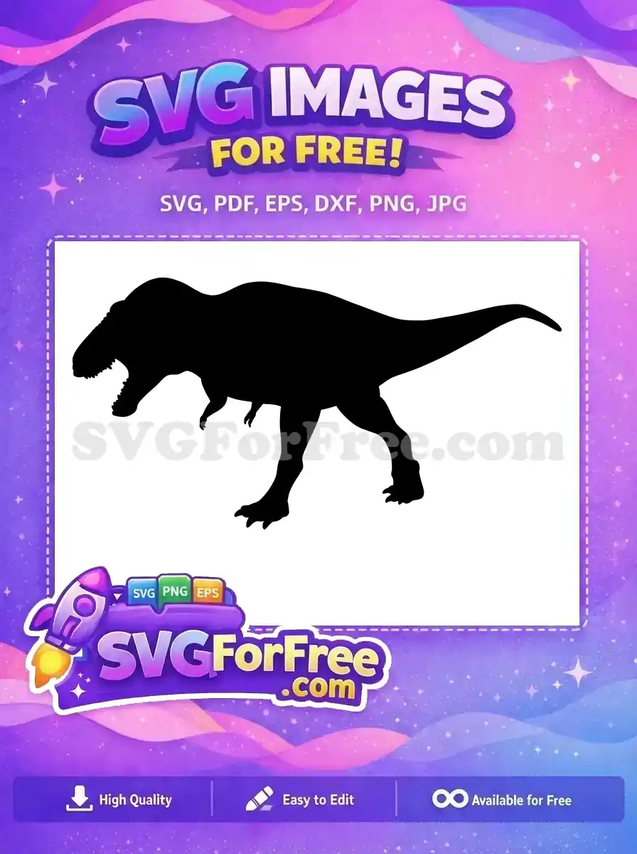 Free Roaring T-Rex Free Black Silhouette Prehistoric Jurassic Free SVG