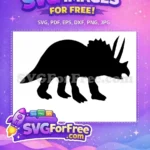 Free Black Triceratops Free Three Horned Frill Prehistoric Dinosaur Free SVG - Instant Download