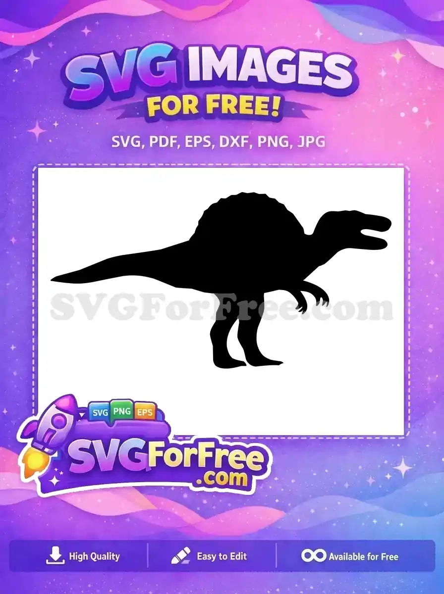 Free Black Spinosaurus Silhouette Free Prehistoric Roaring Creature Jurassic World Free SVG