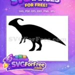 Free Black Parasaurolophus Silhouette Free Distinctive Crested Dinosaur Free SVG - Instant Download