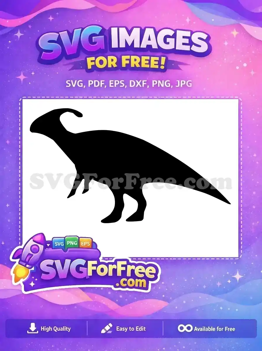 Free Black Parasaurolophus Silhouette Free Distinctive Crested Dinosaur Free SVG