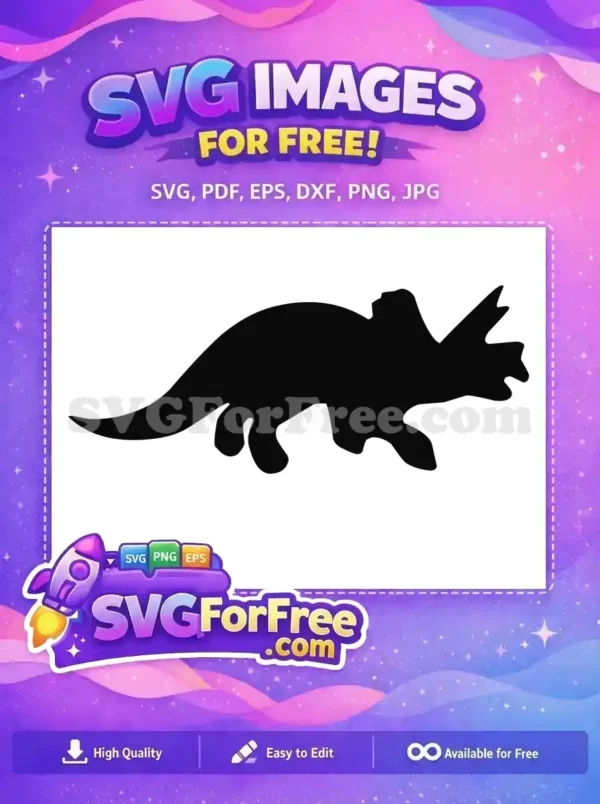 Free Black Triceratops Free Cartoonish Dinosaur Jurassic Park Free SVG