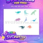 Free Colorful Dinosaurs Silhouettes Free Jurassic Period Art Free SVG - Instant Download