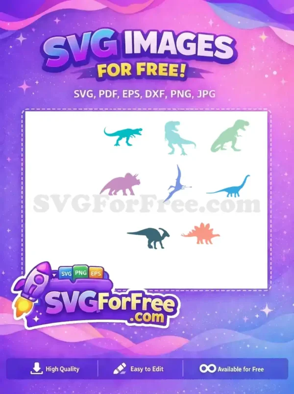 Free Colorful Dinosaurs Silhouettes Free Jurassic Period Art Free SVG