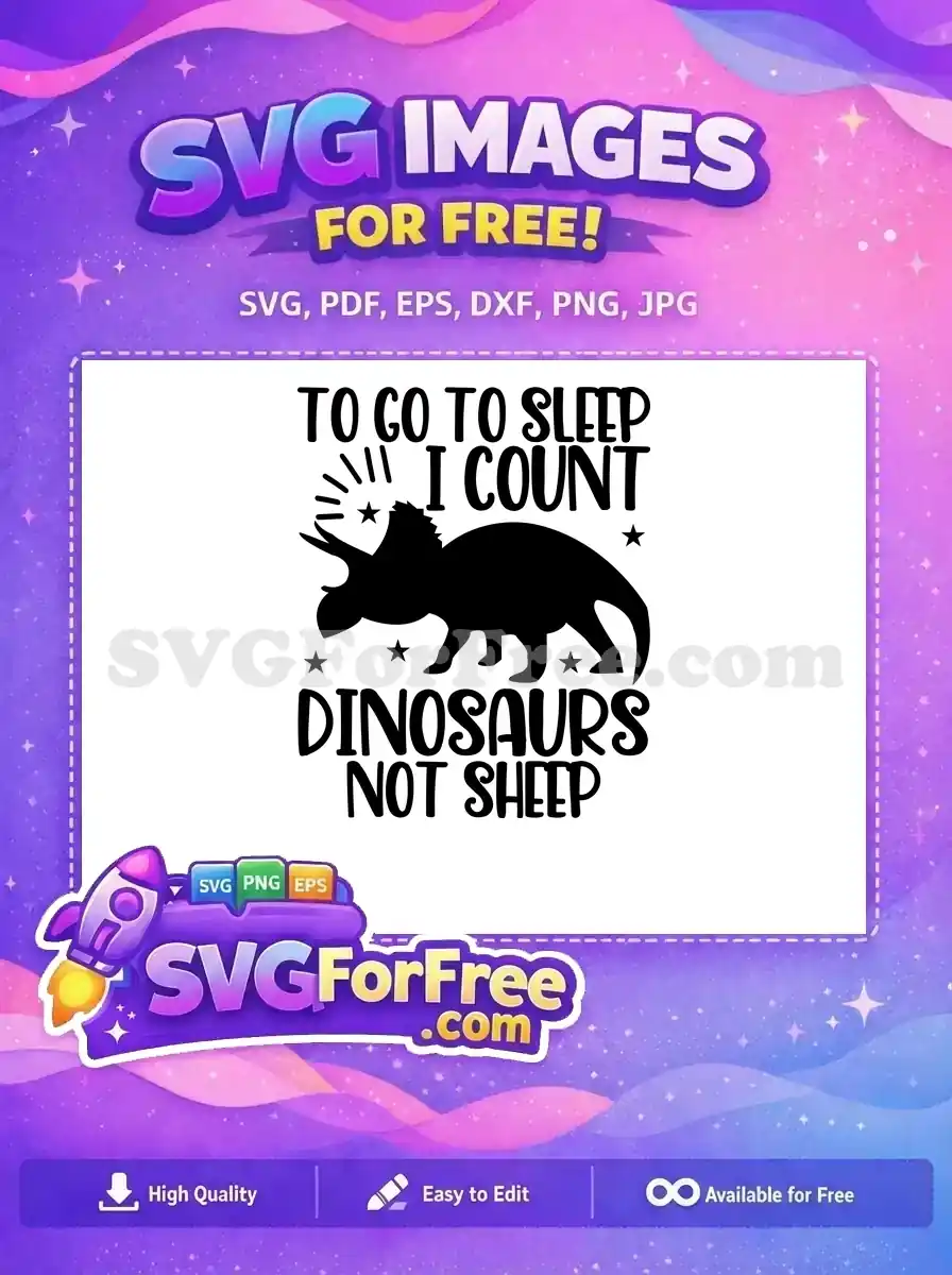 Free Black Triceratops Free Sleep Counting Dinosaurs Quote Free SVG