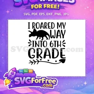 Free Black Triceratops Free 6th Grade Roar Dinosaur Free SVG