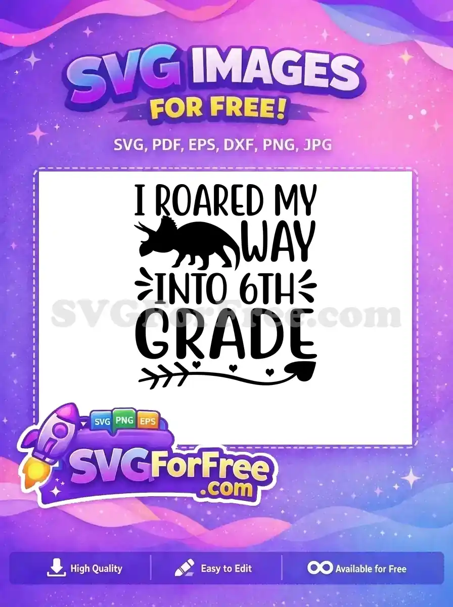 Free Black Triceratops Free 6th Grade Roar Dinosaur Free SVG