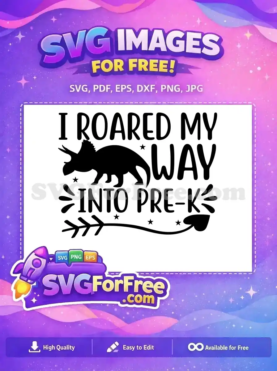 Free Roaring Black Triceratops Free Pre-K Quote Dinosaurs Free SVG