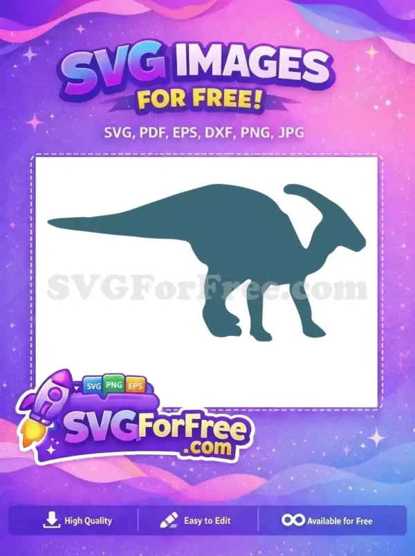 Free Teal-blue Parasaurolophus Silhouette Free Majestic Pose Dinosaurs Quotes Free SVG