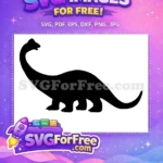 Free Long Necked Free Black Silhouette Prehistoric Dinosaur Free SVG - Instant Download