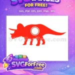 Free Bold Red Triceratops Free White Circle Accent Prehistoric Animal Free SVG - Instant Download