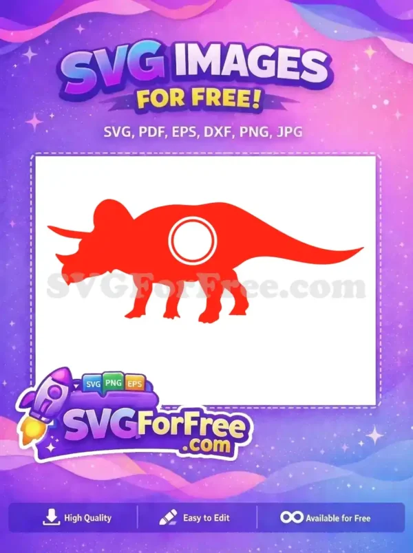 Free Bold Red Triceratops Free White Circle Accent Prehistoric Animal Free SVG