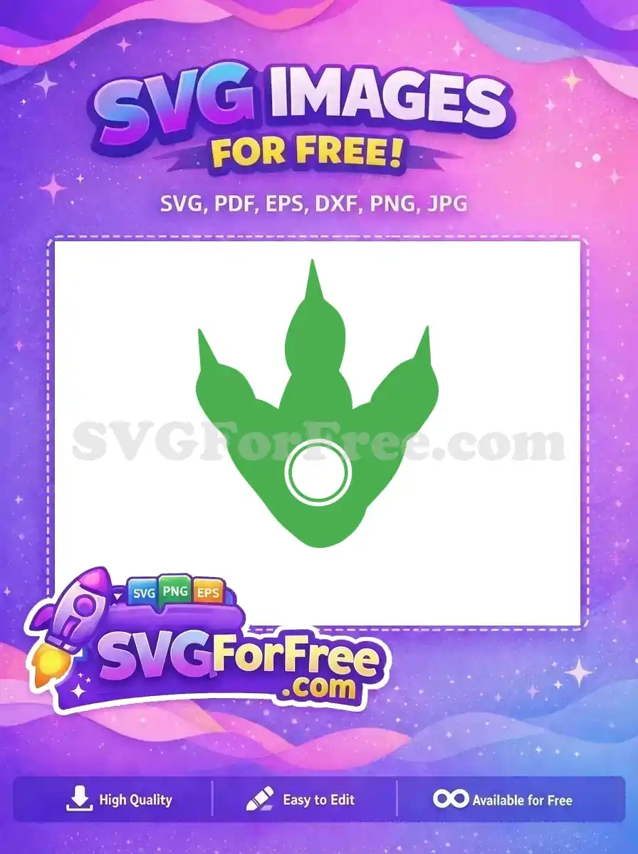 Free Green Three-Toed Dino Footprint Free White Circle Dinosaurs Free SVG