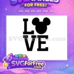 Free Black Mickey Head Free Love Typography Disney Free SVG - Instant Download