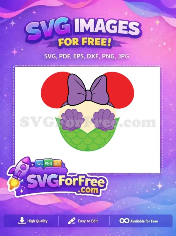 Free Red Bow Free Purple Shell Tail Ariel Free SVG