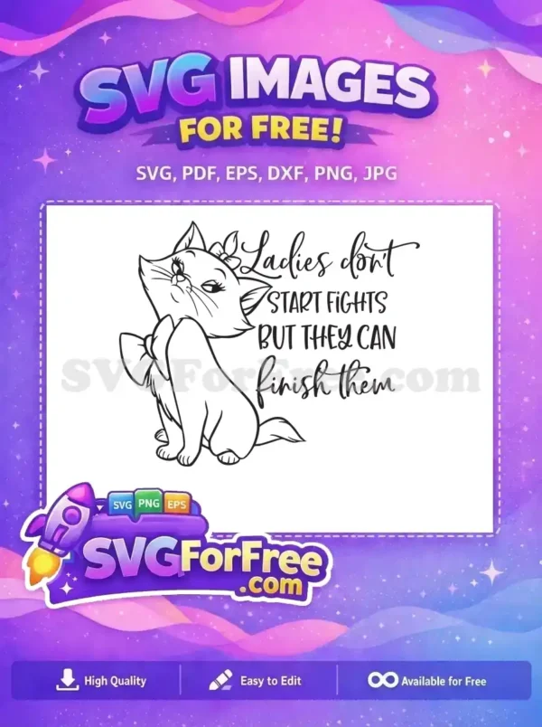 Free Marie Cat Sassy Free Elegant Bow Disney Free SVG