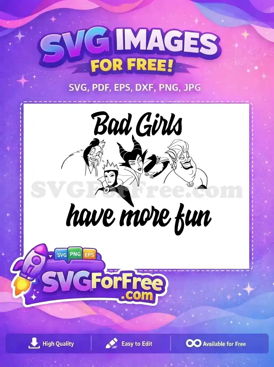 Free Devious Cruella Free Maleficent Horns Disney Villains Bad Girls Free SVG