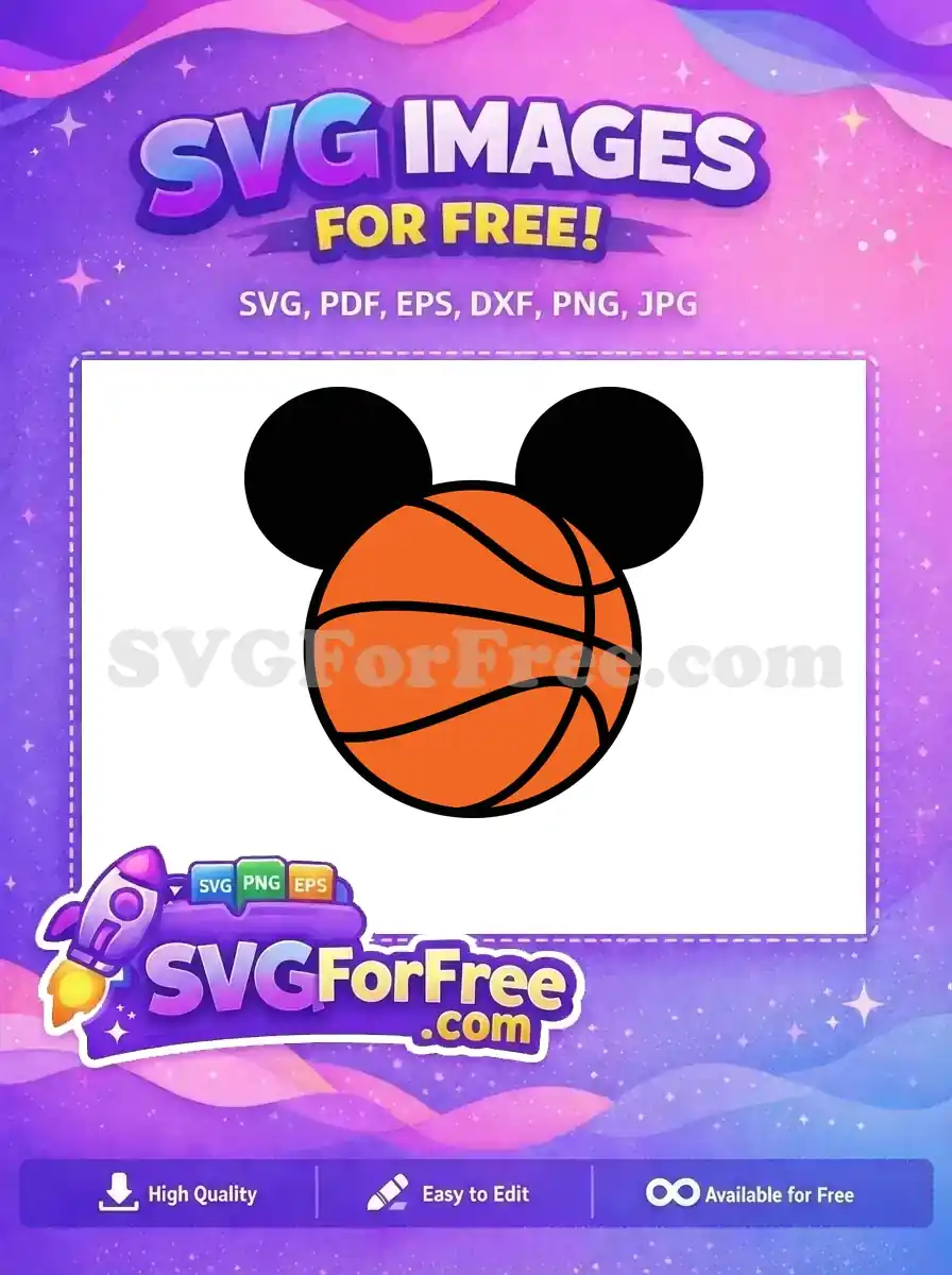 Free Orange Basketball Free Black Mickey Ears Disney Free SVG