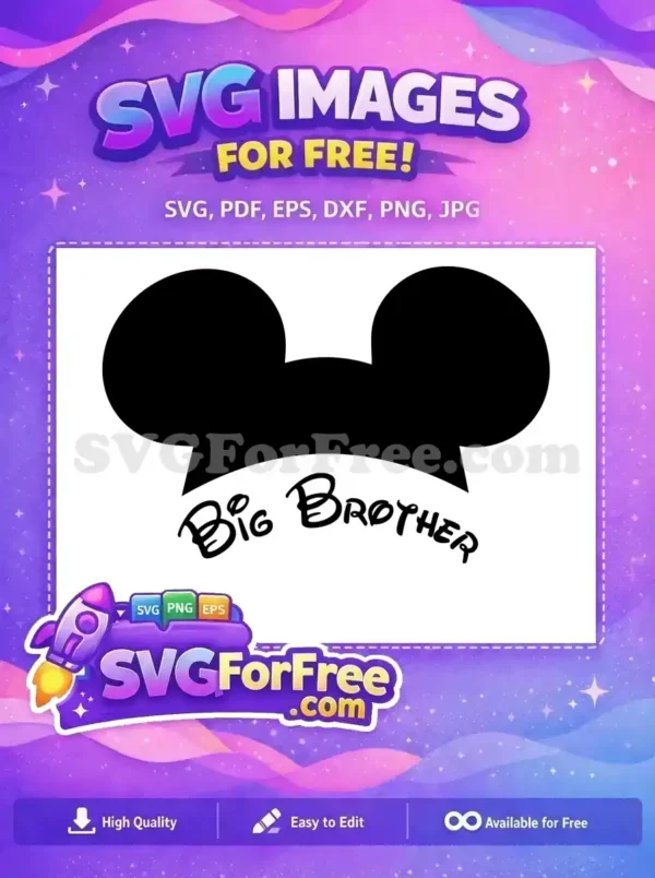 Free Black Mickey Ears Free Big Brother Disney Free SVG