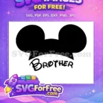 Free Black Mickey Ears Free Brother Script Typography Disney Free SVG - Instant Download