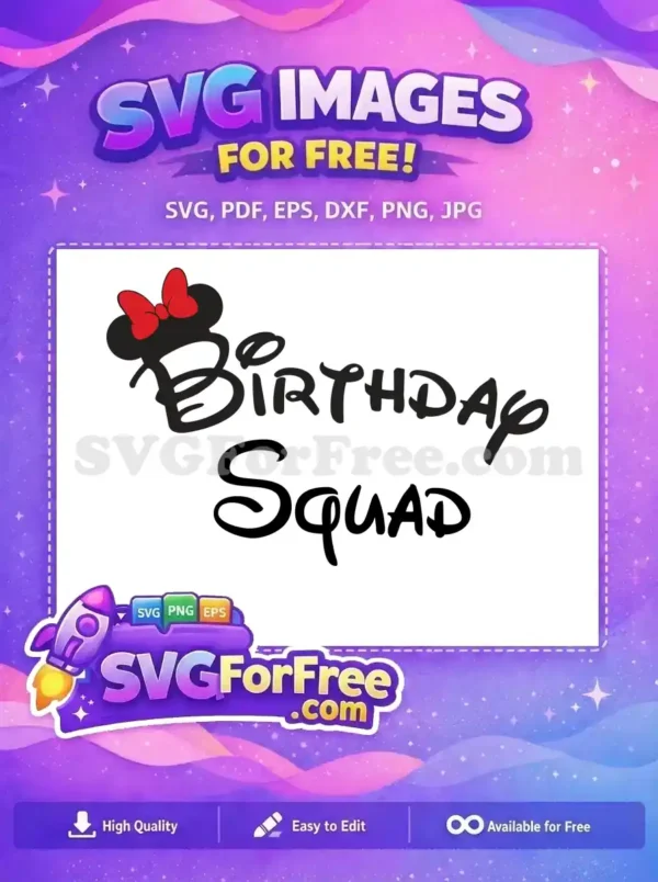 Free Minnie Mouse Red Bow Free Birthday Squad Disney Free SVG