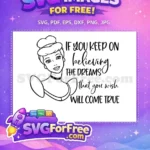 Free Smiling Cinderella Updo Free Dream Believe Quote Disney Princess Free SVG - Instant Download