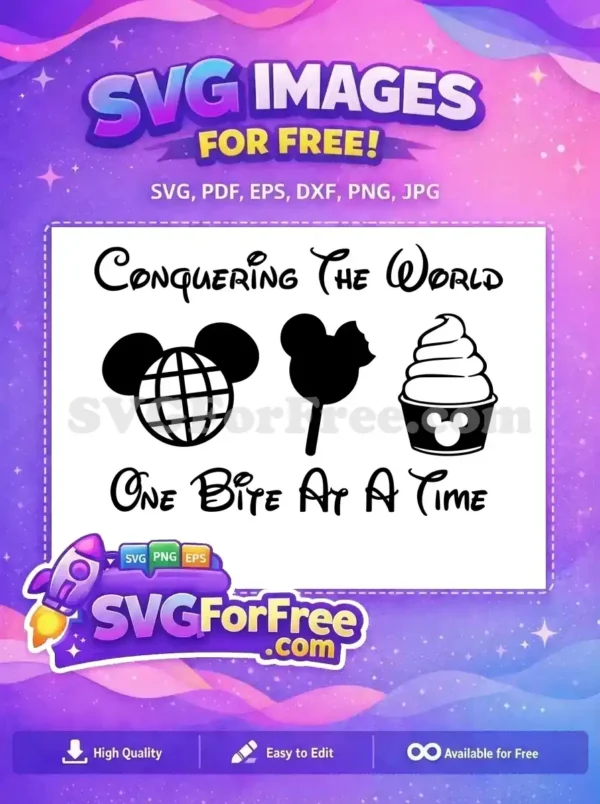 Free Mickey Globe Grid Free Bitten Ice Cream Cup Disney World Free SVG