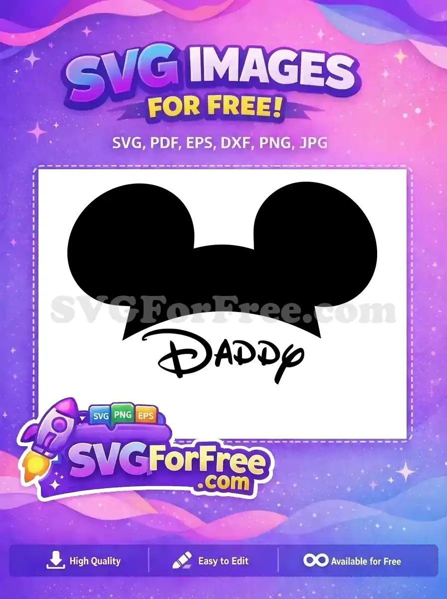 Free Black Mickey Ears Free Daddy Text Disney Free SVG