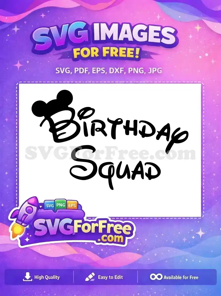 Free Black Mickey Ears Free Birthday Squad Disney Free SVG 2