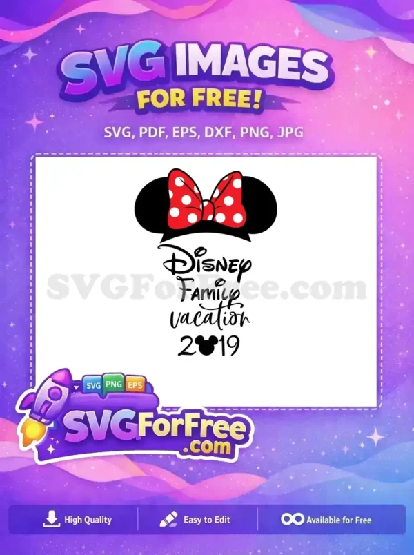 Free Minnie Free Polka Bow Disney Vacation 2019 Free SVG