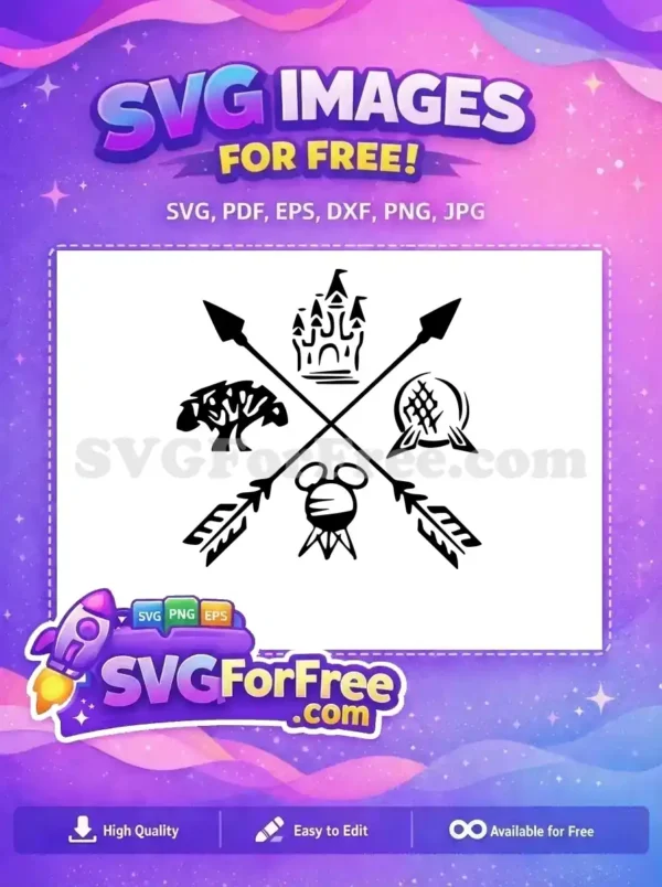 Free Disney Park Icons Free Crossed Arrows Design Disney Free SVG